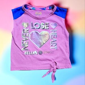dELiA*s Pink and Blue Tank Top with Sporty Tie Detail. Size 2T.